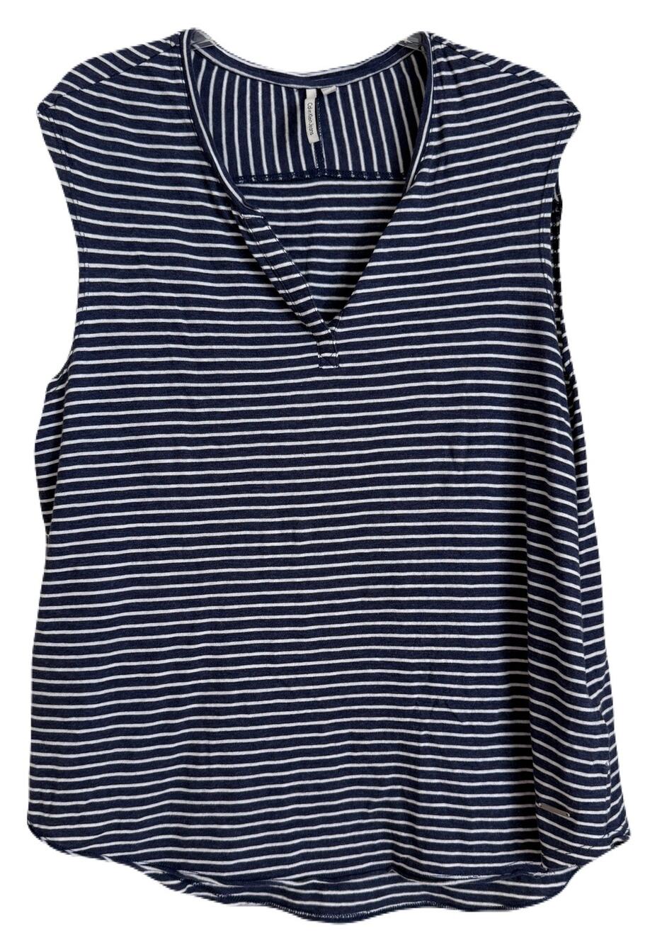 Calvin Klein Jeans Striped Sleeveless Top - Navy/White Roomy Medium